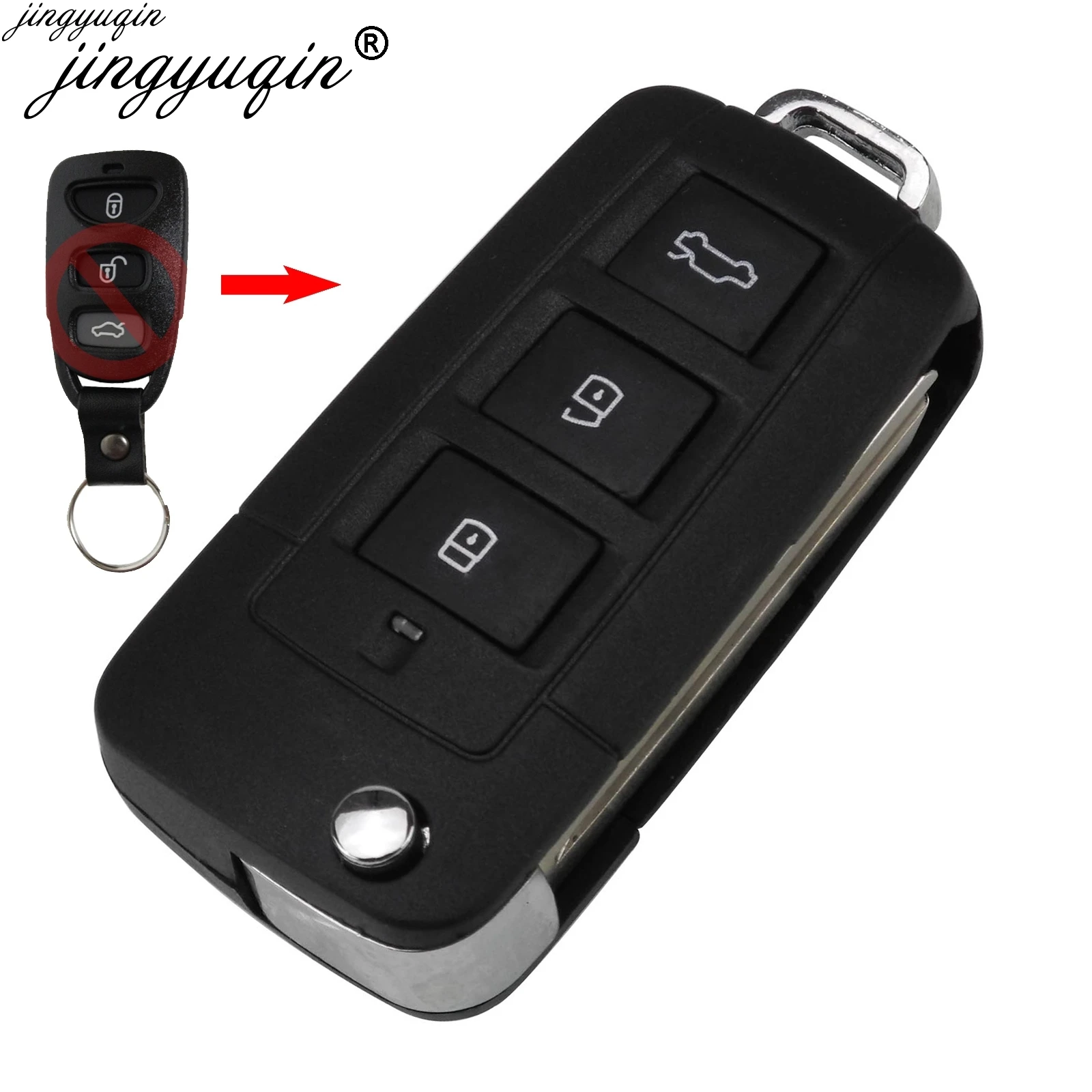 

Jingyuqin For Kia for Hyundai Elantra Sonata Genesis Car Key 3/4 Buttons Remote Key Modified Blank Key