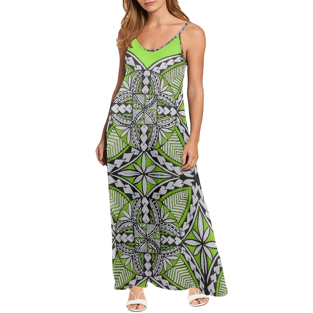 

Hot Selling Summer Plus Size Women's Casual Clothing Beach Tradition Tribal Printing Off Shoulder Sleeveless SAling Maxi Dress