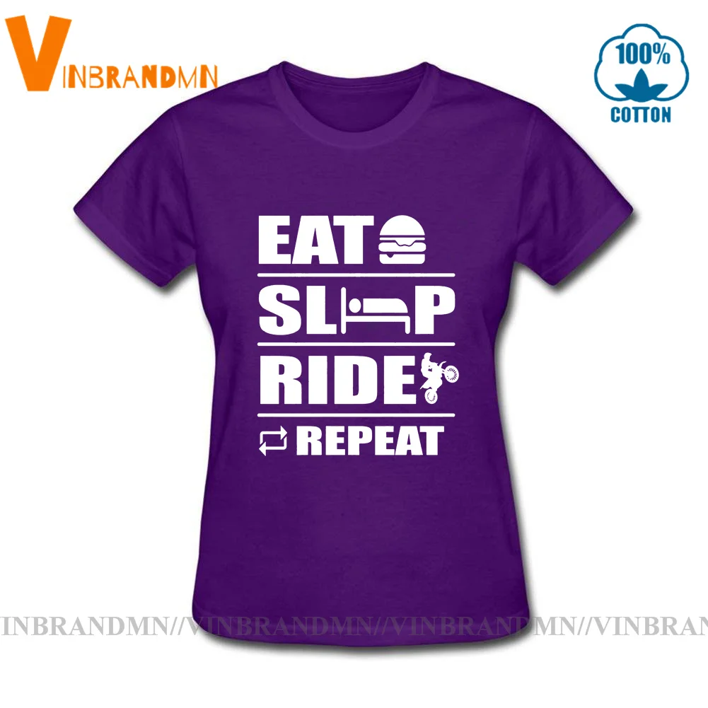 Humor Joke Eat Sleep Ride Repeat Motorcycle T shirt women Motobikers Tops Never take helmets off Tee Funny Dirt Bike Rider T-shi