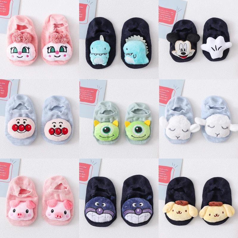 2022 Disney Baby Socks Cute Invisible Socks Cartoon Mickey Stitch Pooh Cotton Socks Doll Socks Wholesale Socks for Girls