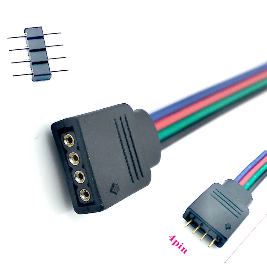 5Pcs 4pin 10mm Clip Male / Female Connector Cable 15cm Wire For 5050 RGB RGBW RGBWW LED Strip Light