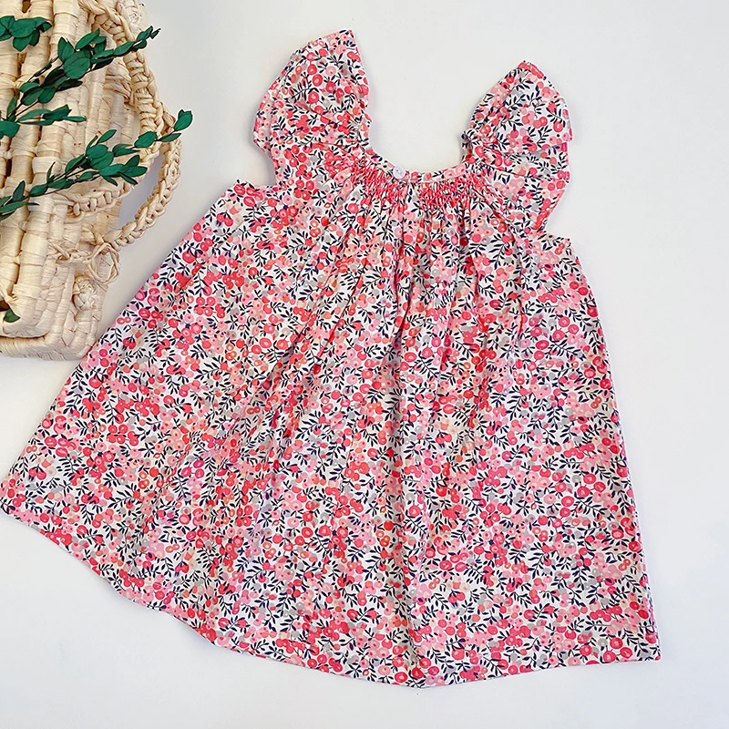 European & America Toddler Kids Girl Dress neonate abiti 2023 Ins Brand Cotton Summer Linen clothing Princess Girl Clothes