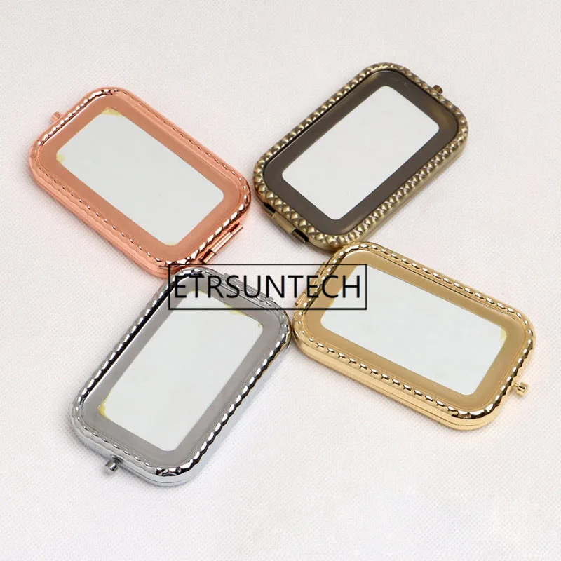 50pcs Portable Pocket Mirror Women Girl Rectangular Shaped Foldable Double Makeup Mirror Travel Party Gifts