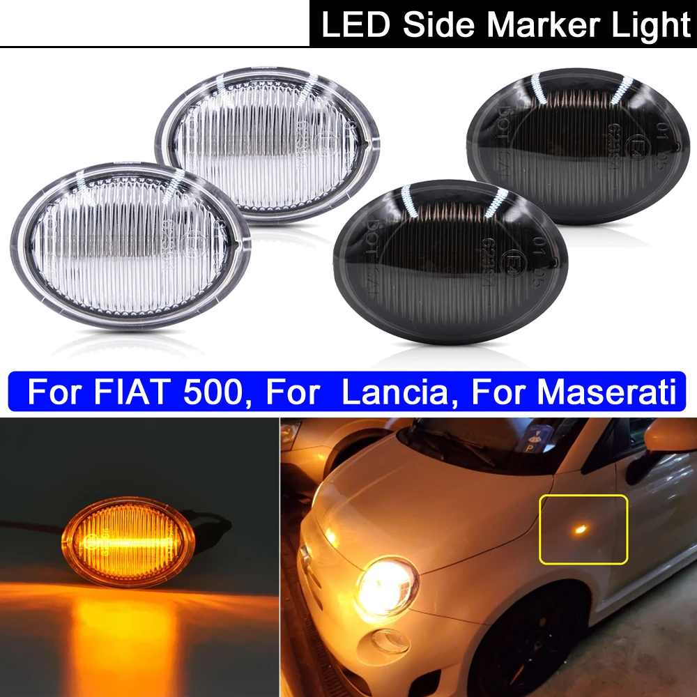 2Pcs LED Side Fender Marker Lamp Turn Signal Indicator Light For FIAT 500 For Lancia Ypsilon Lybra For Maserati GranCabrio