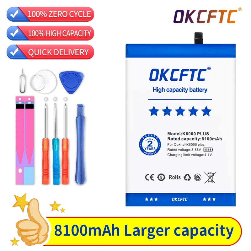 OKCFTC Original 8100mAh K6000 PLUS battery For OUKITEL K6000 PLUS High Quality +Tracking Number