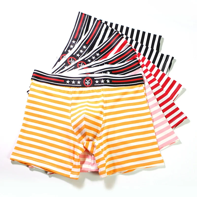 

4PCS/Lots Men Cotton Boxer Shorts Striped Underwear Cueca Seamless Underpants Sleep Bottoms Calzoncillos Panties Boxershorts 2XL