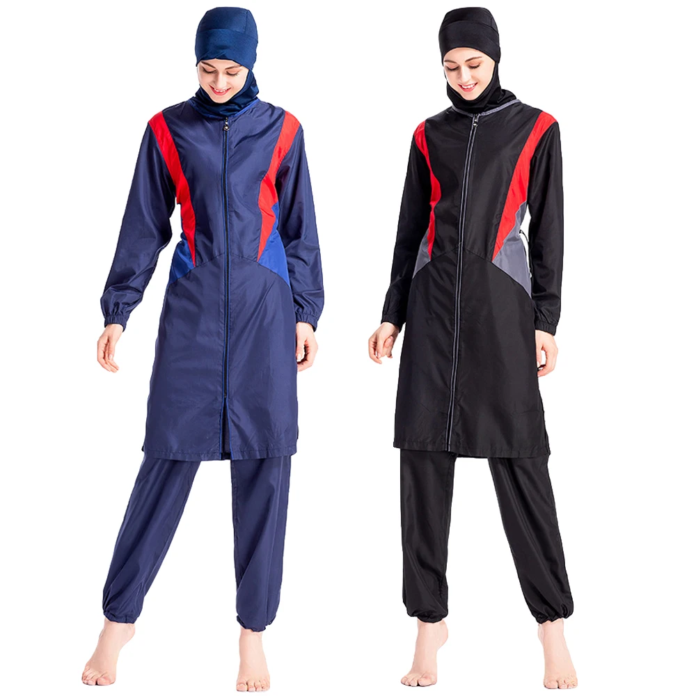 

Plus Size Modest Muslim Swimwear Hijab 3 Pieces Set Islamic Swimsuit Women Burkini Bathing Suit Beach Wear Full Cover Sportwear