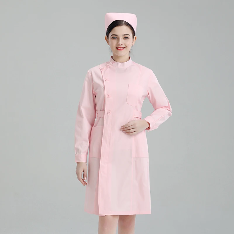 medical Uniforms Dress Robe White Women Nursing Scrubs Jacket Full Length SPA Beautician Veterinary Work Wear Uniform Doctor