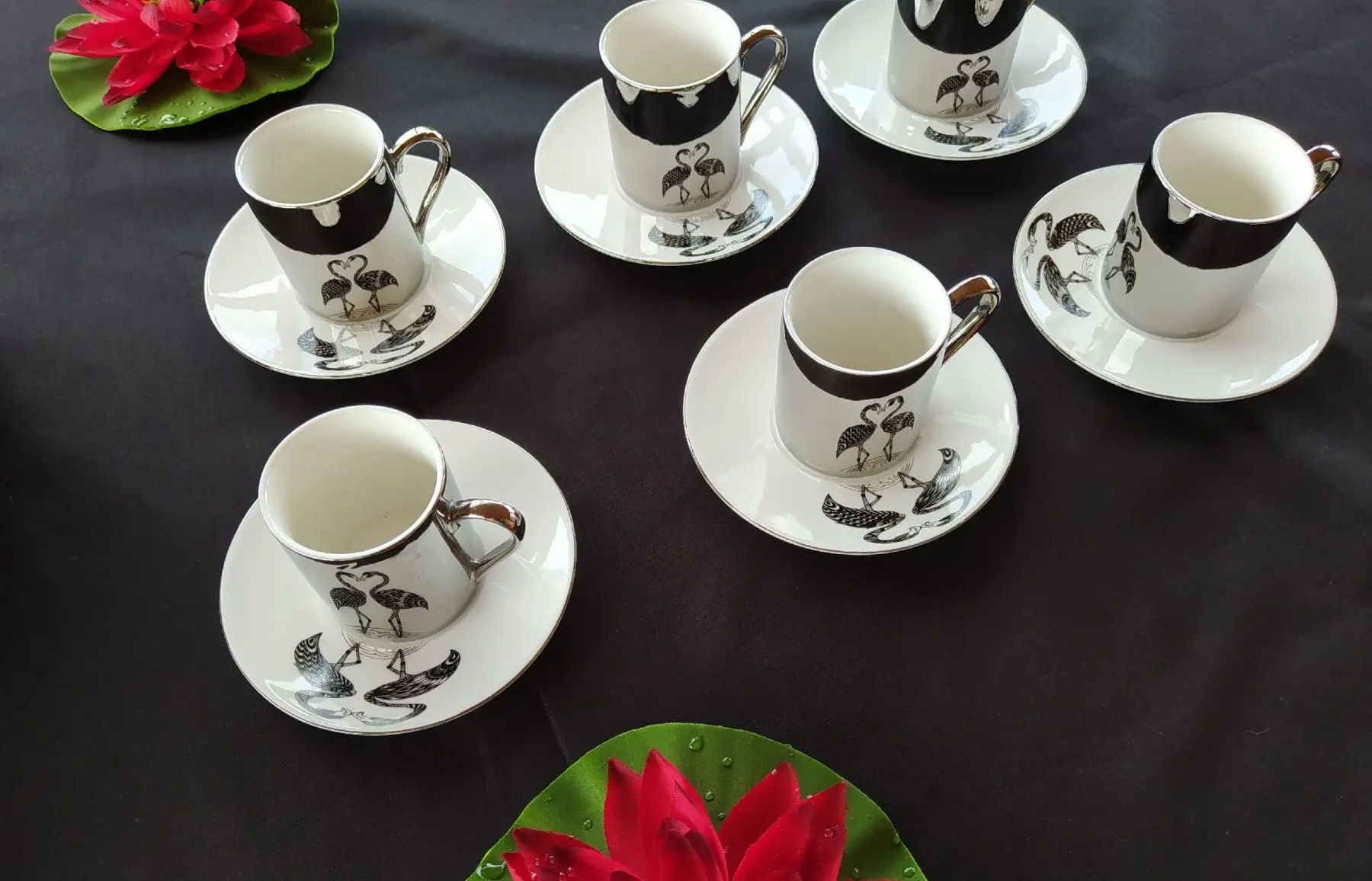 DOLBOVI Acar 12 Piece Mirrored cup Pike Plate Pattern Porcelain cup Pad mug кружка coffee cup cup