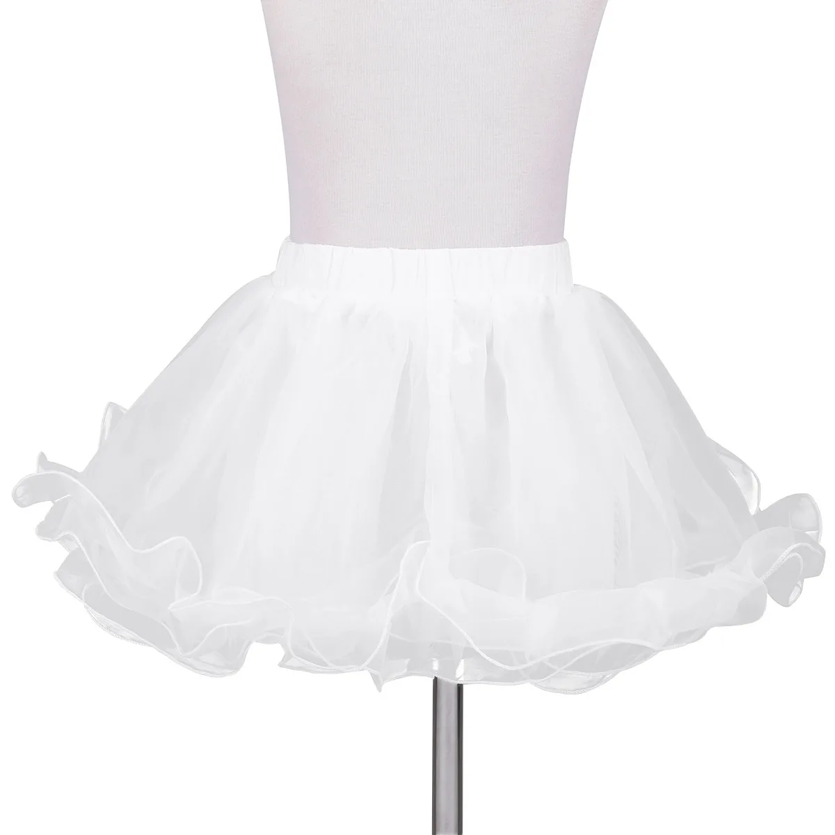 Ruffles Organza Crinoline Petticoat Girls' Underskirt Petticoat Tutu Skirt Organza A-line Mini Skirt Flower Girl Ballerina Skirt