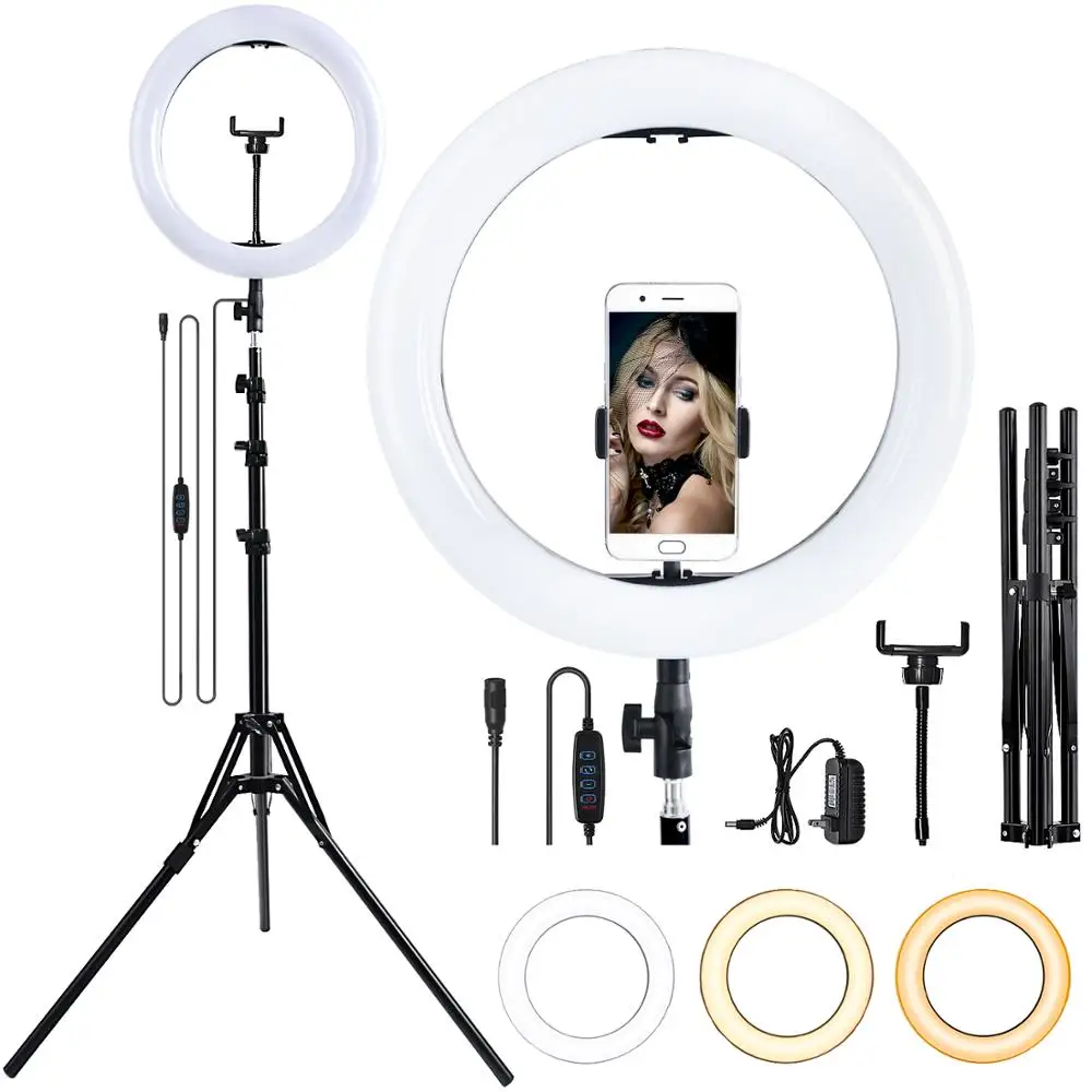 

Fusitu 14 Inch 35W Photographic Lighting 2900k-5600k LED ring light with Tripod Stand Ring Lamp For Makeup Camera Phone Youtube