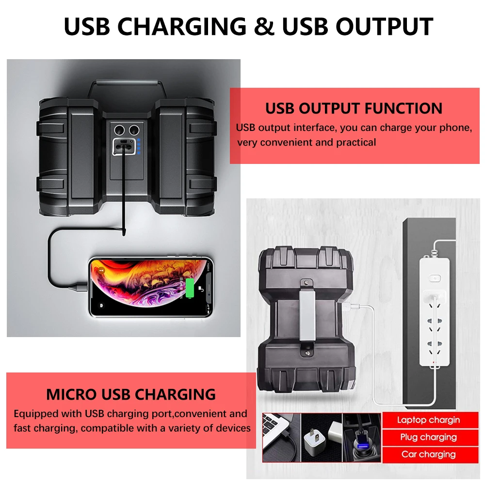 Imagem -05 - Lanterna Led Impermeável Poderosa Xhp50 Holofote de Cabeça Dupla Usb Recarregável Holofote de Alta Potência Lanterna Tocha com Base