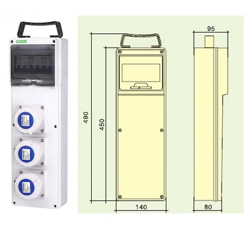 Outdoor mobile portable power distribution box plastic waterproof industrial socket box portable maintenance box