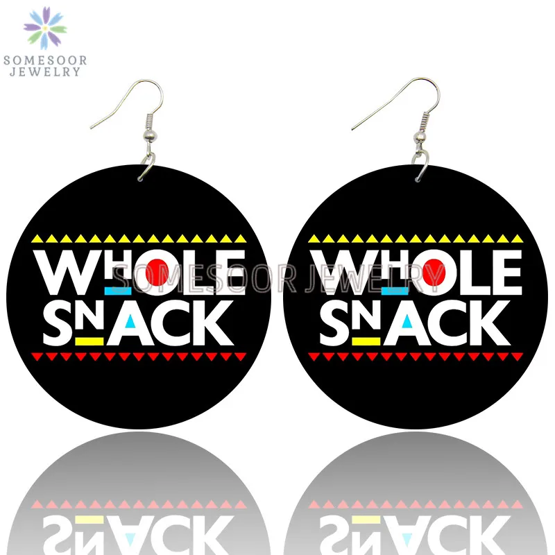 SOMESOOR Whole Snack Royalty Inside My DNA Wooden Drop Earrings Both Sides Printed Inspired Loops Dangle Jewelry For Women Gifts