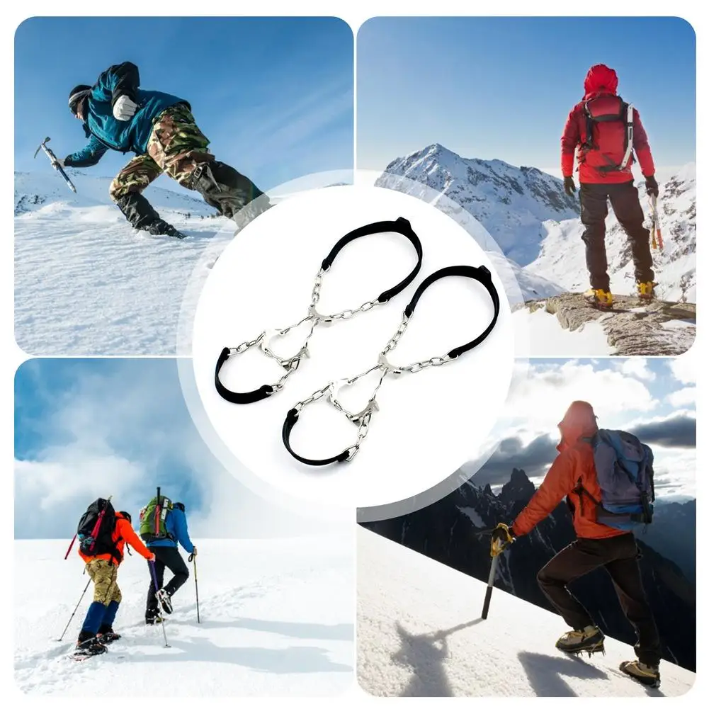 6 dentes grampos de gelo crampons silicone caminhadas capa picos sapatos antiderrapantes apertos de neve corrente pinças de gelo acessórios de escalada