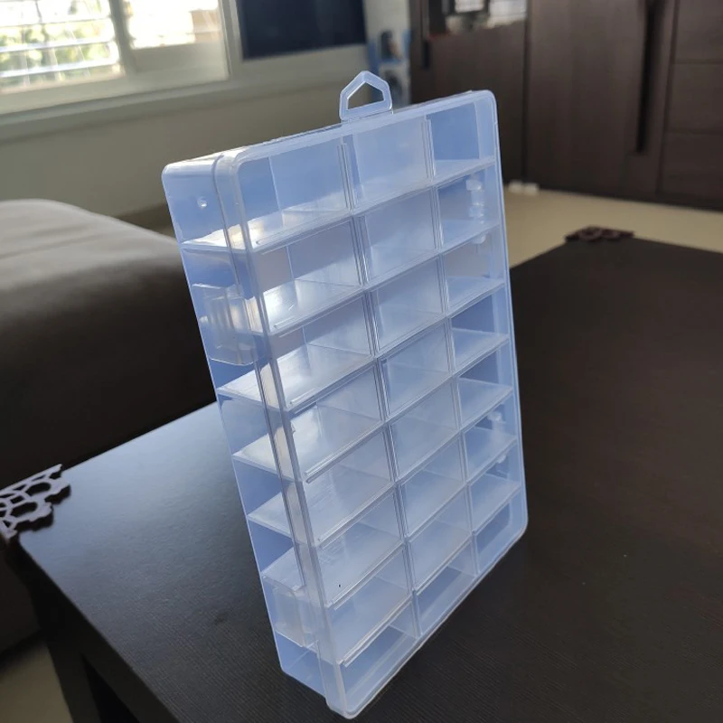 Practical 24 Grids Compartment Plastic Storage Box Jewelry Earring Bead Screw Holder Case Display Organizer Container