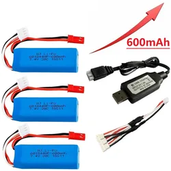 7.4V 450mAh Lipo Battery and USB Charger for WLtoys K969 K979 K989 K999 P929 P939 RC Car Parts 2s 7.4v Battery 3pcs