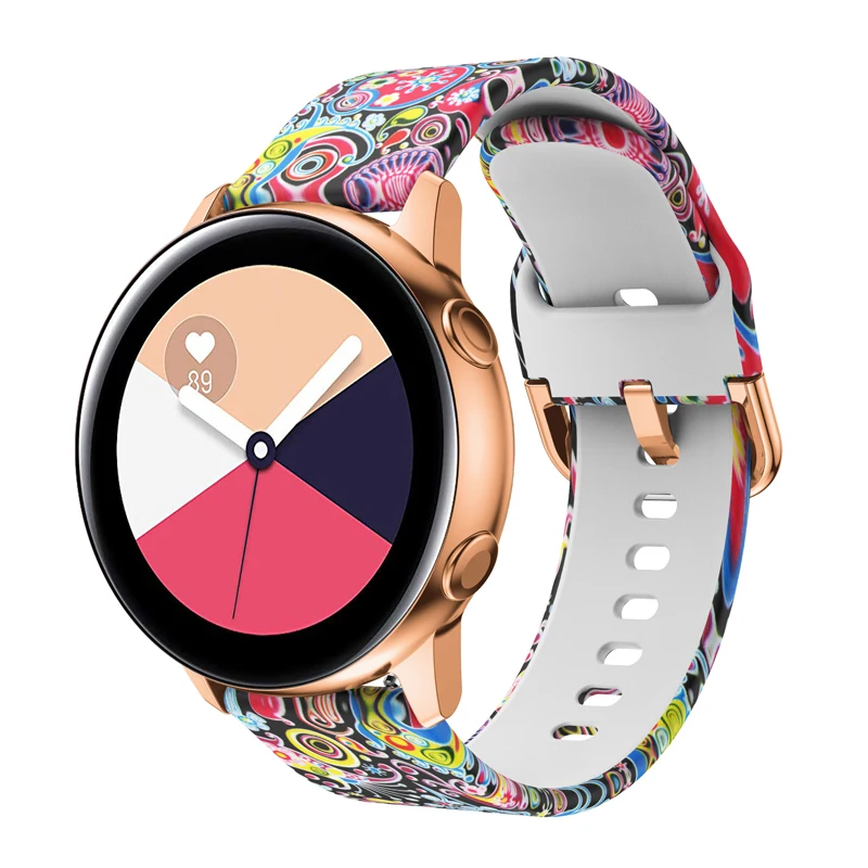 22mm 20mm print Silicone Strap For Samsung Galaxy watch 3 Active2/Huawei Watch GT GT2/ replacement strap For Amazfit GTR 47mm