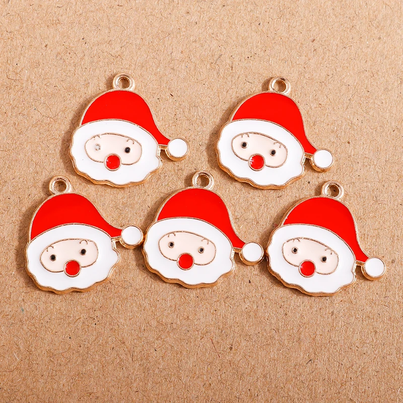 10 Stück Mix süße Emaille-Weihnachtsanhänger für die Schmuckherstellung, Weihnachtsbaum, Hirschglocke, Charms-Anhänger für Halsketten, Ohrringe, Geschenke – Detail 23
