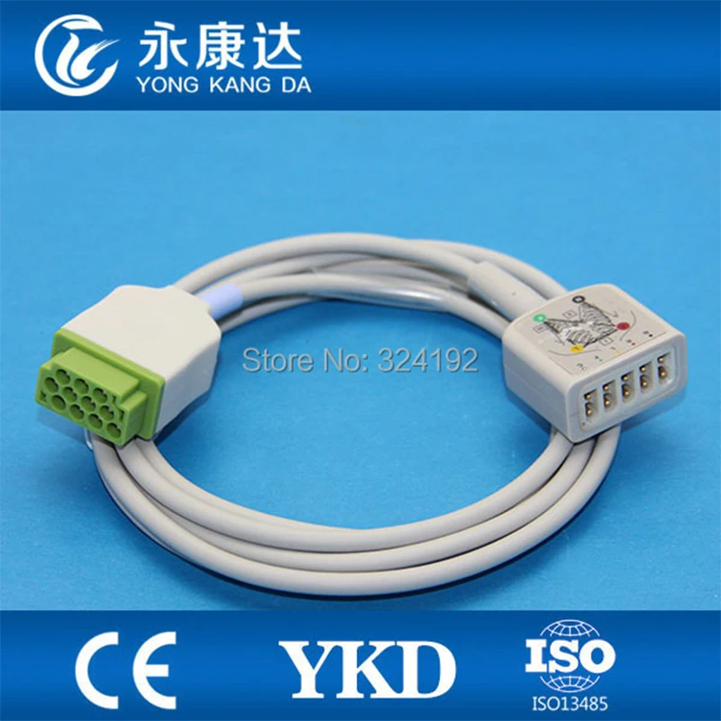 

Free shipping compatible GE-Marqutte LL style 5-lead ECG trunk cable,medical ECG cable