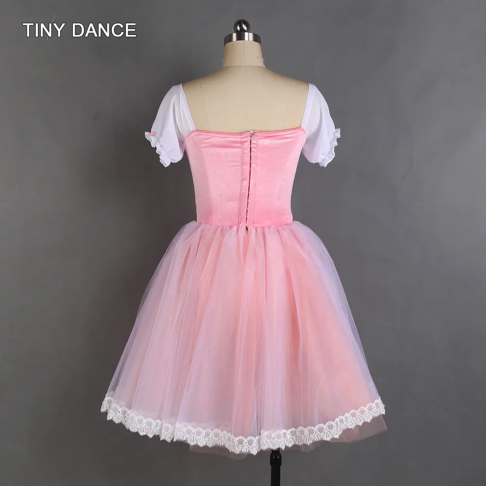 Puff Sleeve Professional Ballet Dance Tutu Women Stretch Velvet Bodice with Romantic Length Tutu Skirts Ballerina Stage Costume