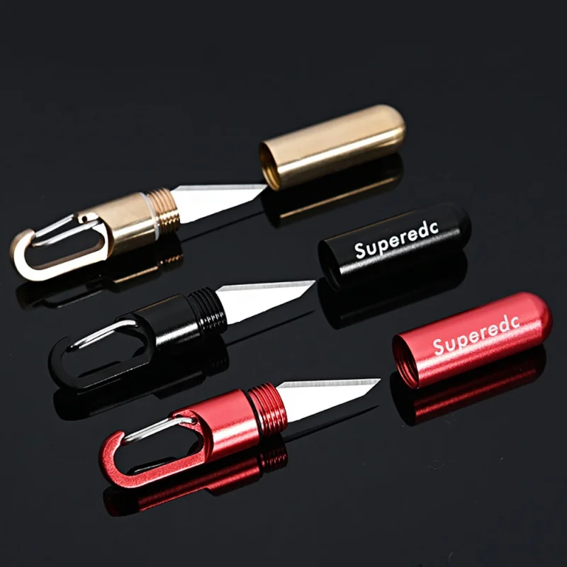 MINI cuchillo de cápsula portátil EDC, herramienta de corte de latón, multifunción, llavero, colgante, pequeña