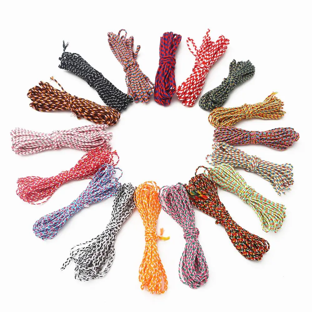 5M Multicolors Polyester Cotton Handmade Braided Rope String Cord For DIY Crafts Making Home Decorative Accessory Width 2/3.5MM