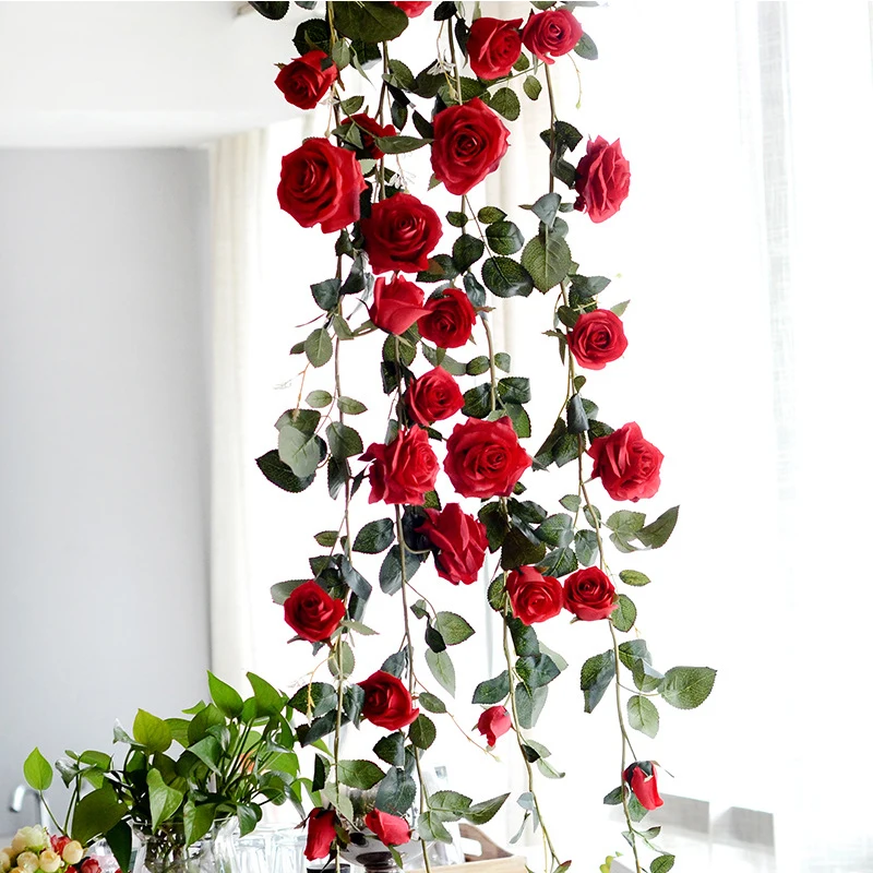 

Artificial Australian Rose Rattan Silk Rose Rattan Wall Hanging Home Wedding Party Hotel Decoration Hanging Wreath Bouquet