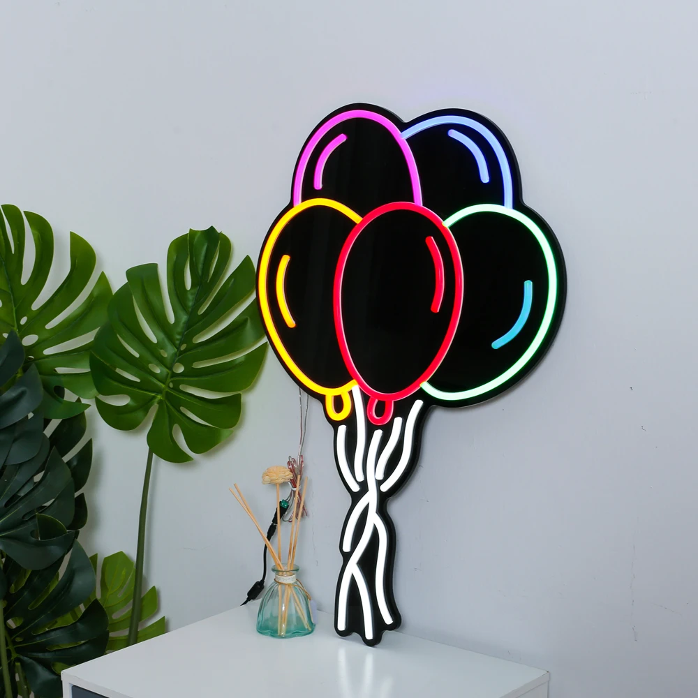 Lampada al Neon palloncini colorati insegna al Neon bambini regalo per bambini decorazioni murali infantili festa di compleanno camera da letto soggiorno Bar caffetteria