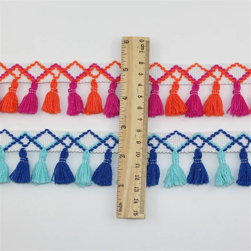 Lace Ribbon Sewing Tassel Lace Fabric Pompoms Trim 4.5cm Width Ball Fringe Embroidery Garment Fabric Handmade Accessory 1yard