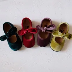 Children's Fashion Shoes For Girls Medium Big Kids Dress Shoes Princess Wedding Party Shoes Children Velvet Shoes