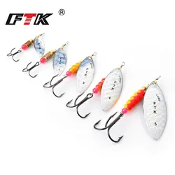 FTK 4.5G 7G 12.5G 17.4G 27.1G Spinner Bait Spoon Lures pike Metal With Treble Hooks Arttificial Bass Bait Fishing Lure