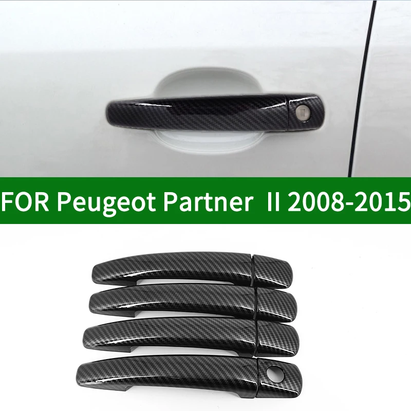 For Peugeot Partner II 2008-2015 Accessory carbon fibre pattern car door handle covers trim 2009 2010 2011 2012 2013 2014