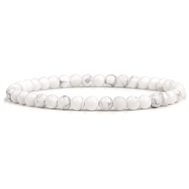 Natural White Howlite Real Stone 4/6/8/10mm Beads Bracelets For Women Men Energy Yoga Stretch Bracelet Meditation Jewerly