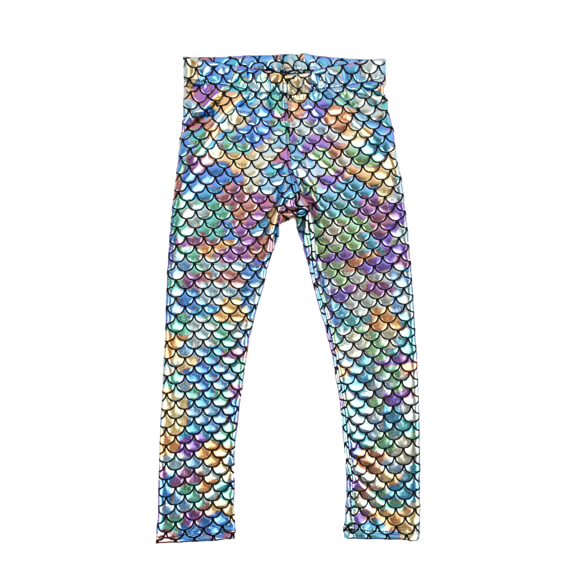 Fish Scale Leggings Girl Pants Soft Elastic Kids Leggings Mermaid Girls Skinny Pants Trouser Children Trousers Summer Clothes