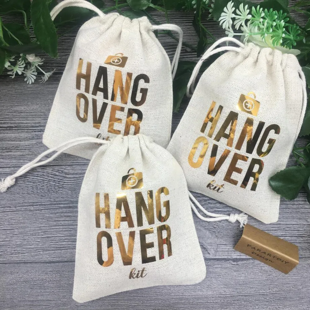 

12pcs customize gold bridesmaid survival wedding Bachelorette Hangover Kits party Candy pouches Perfect Blend favor bags