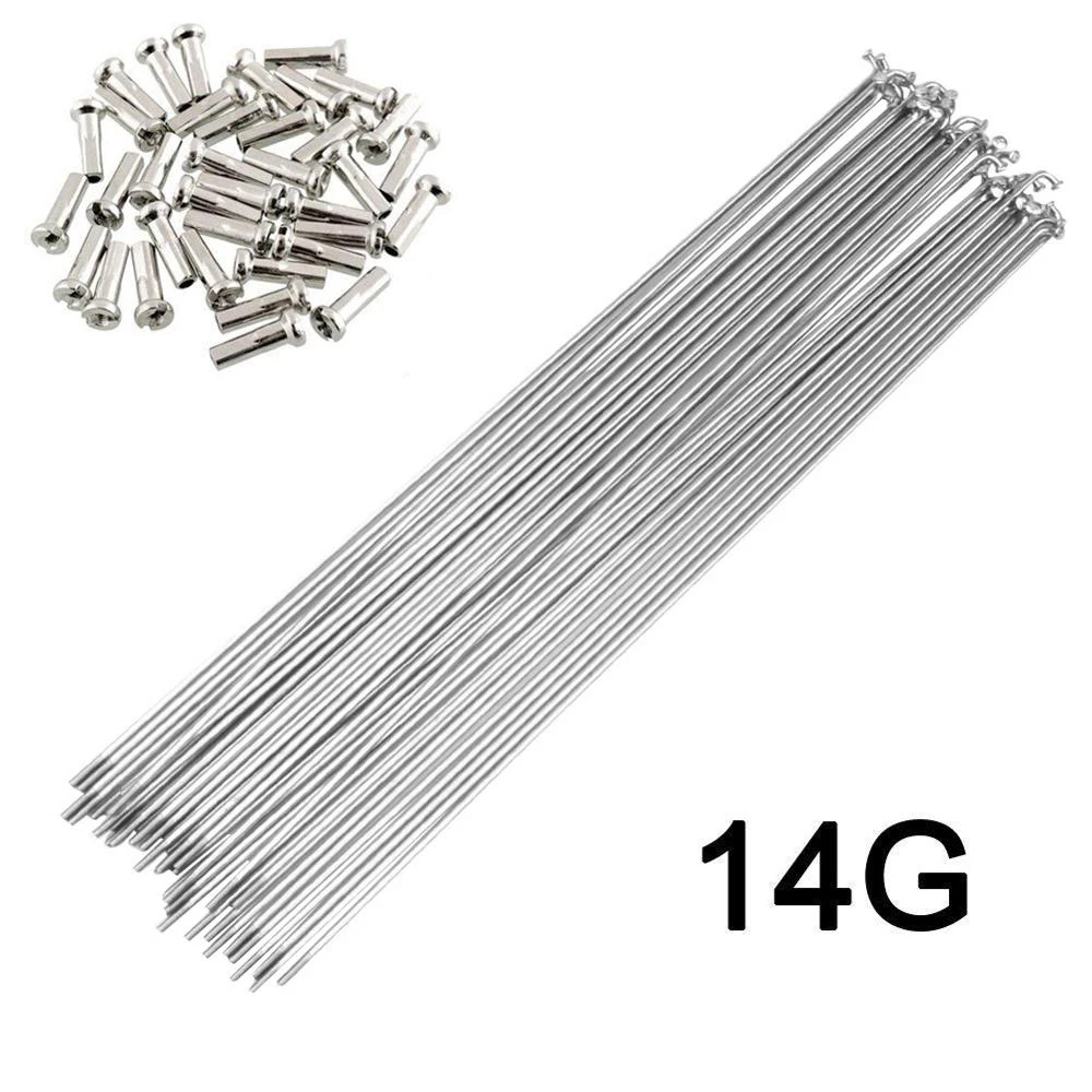 Raggi Bicicletta Acciaio Inox 204mm X 14G (2.0mm) Con Capezzoli Ottone 18ct - S65