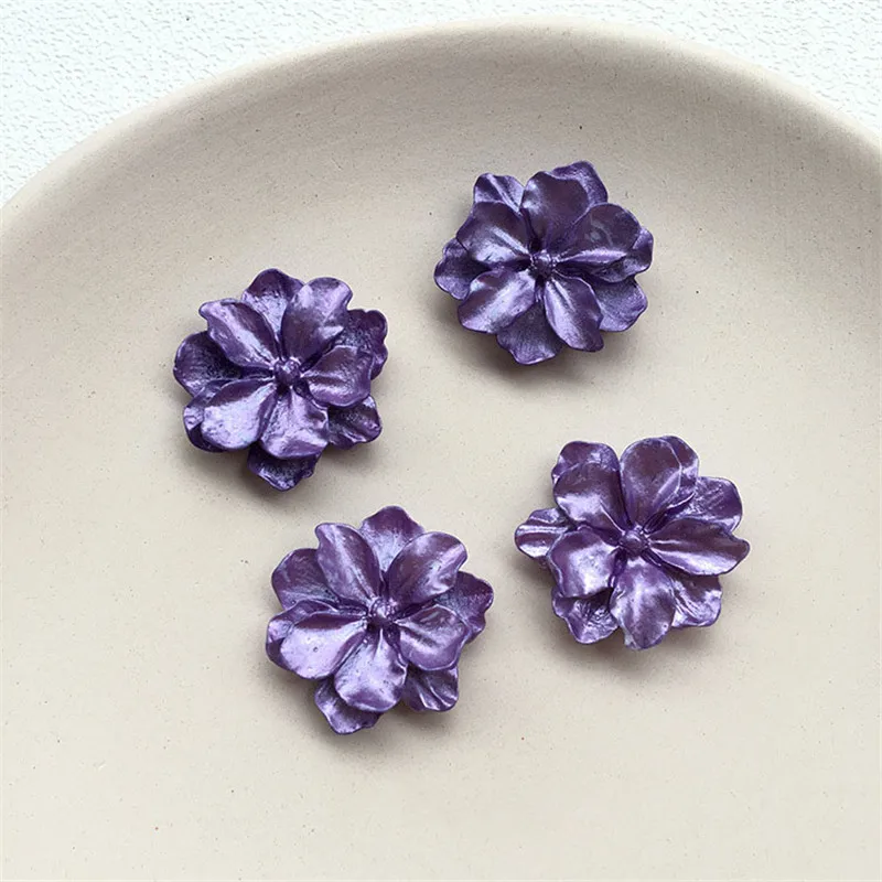 Free Shipping 100pcs 23*25mm Glitter Pearl Acrylic Flower Cabochons DIY Jewelry Findings Ornament Accessories Floral Patch Cameo