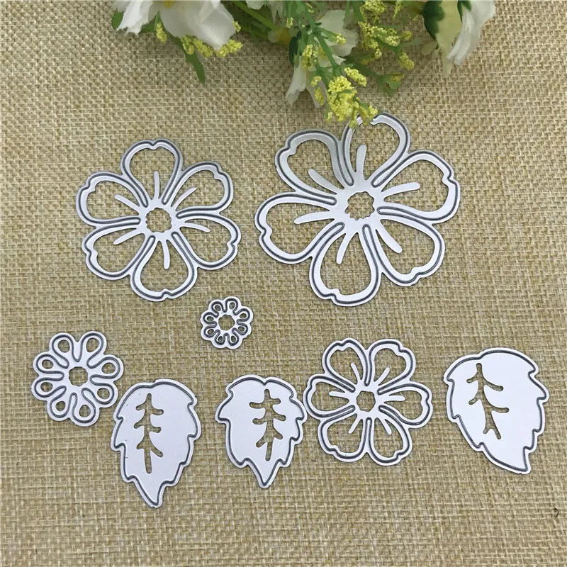 8pc flower metal cutting dies cut die mold Christmas flower leaves Scrapbook paper craft knife mould blade punch stencils dies