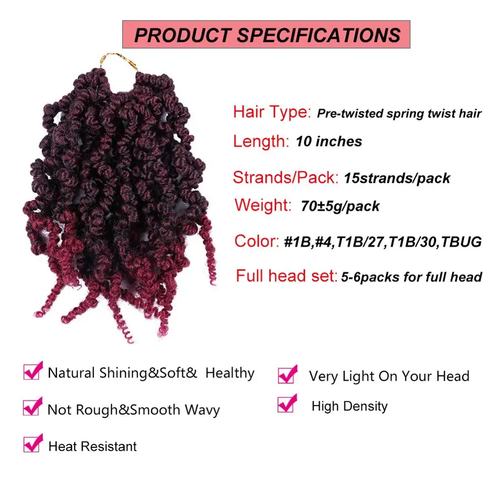 Short Bob Spring Twist Crochet Hair Springy Bomb Twist Crochet Braids Pre Twist Fluffy Passion Twist Hair Ombre Black Brown Red