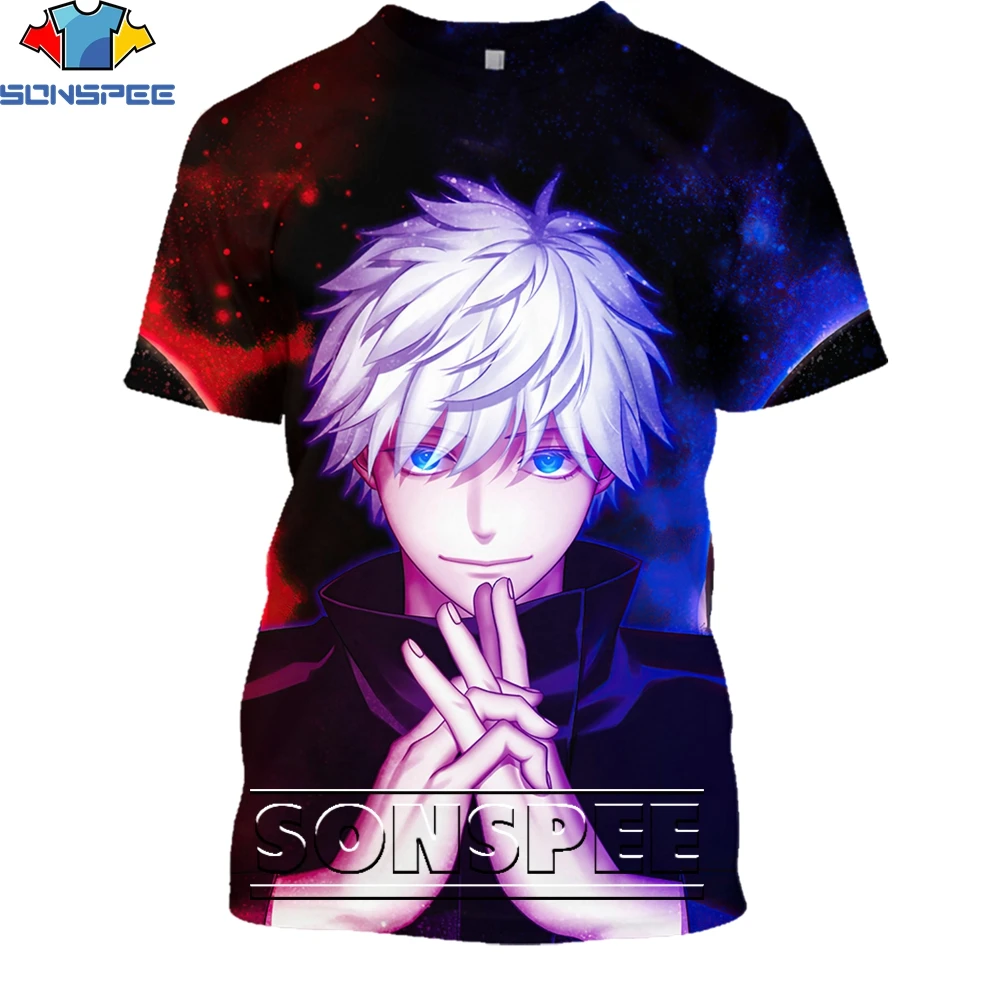 SONSPEE Fantasy Anime Jujutsu Kaisen Gojo Satoru Shirt 3D Printing Men Women Adventure Cool Summer Man Oversize Tshirt Kids Top