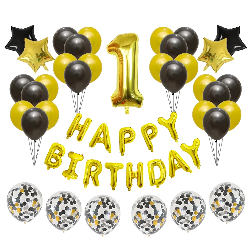 41pcs Number 18 Birthday Balloons 1 2 3th Happy Birthday 30 Years Old Party Decorations Gold And Black Boy Girl Supplies