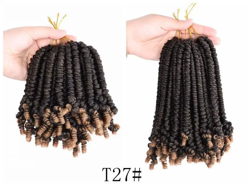 DinDong Kurze Leidenschaft Twist Zöpfe 6-8 zoll Synthetische Häkeln Braid Schwarz Braun Flechten Flauschigen Frühling Twist Haar Verlängerung – Detail 9