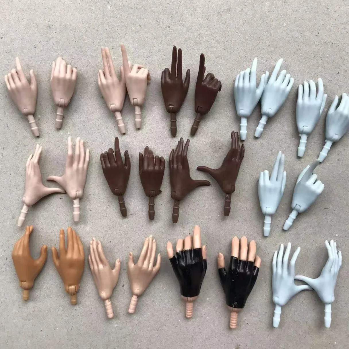 FR IT PP 1/6 Doll Body Replacemet Hands White Beige Brown Green Blue Black Doll Accessories Yoga Doll Hands DIY Doll Decors