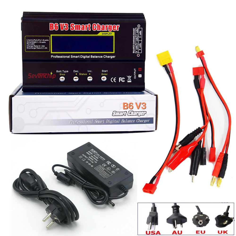 IMAX B6 V3 80W 6A Battery Charger Lipo NiMh Li-ion Ni-Cd Digital RC Charger Lipro Balance Charger Discharger + 15V 6A Adapter