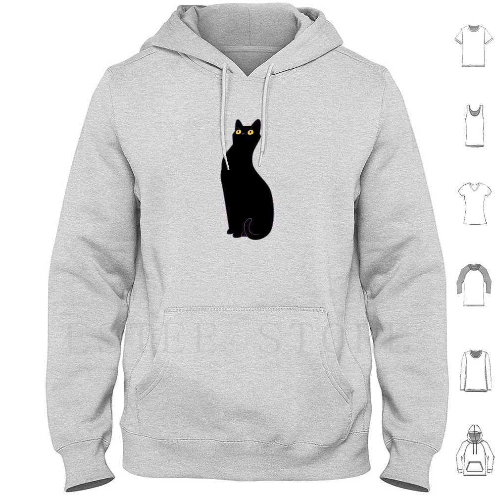Cute Black Cat Sticker Hoodies Long Sleeve Black Cat Cute Halloween Cat Cute Halloween Black Cat Spooky Scary Cute Cat