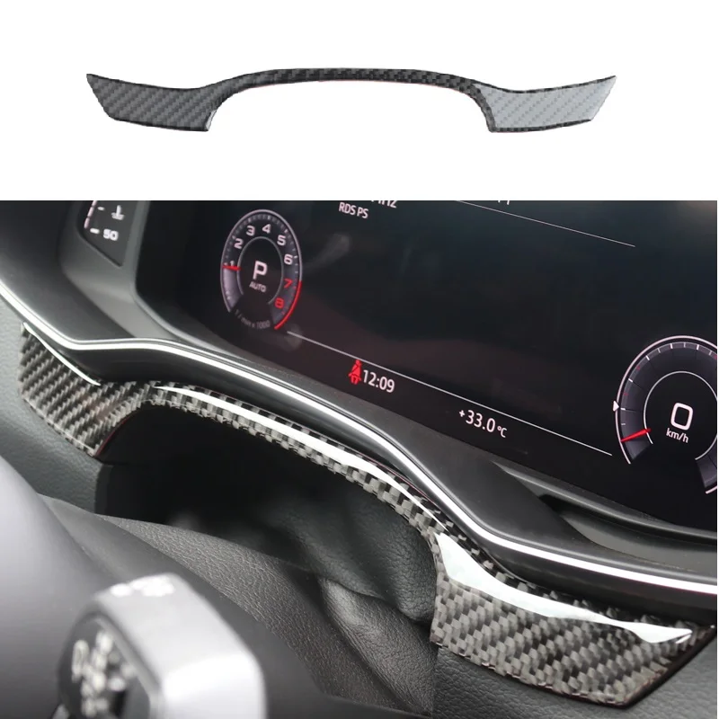 

Carbon Fiber Interior Dashboard Trim Frame Decoration Strips Sticker Fit For Audi A6 C8 A7 2019-2020 Car Styling
