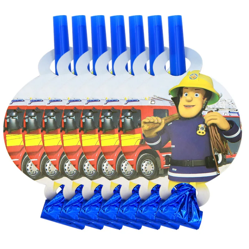 Fireman Sam Birthday Party Decorations Banner Fire Engine Fighter Theme Paper Cups Plates Favors boy Baby Shower party supplies