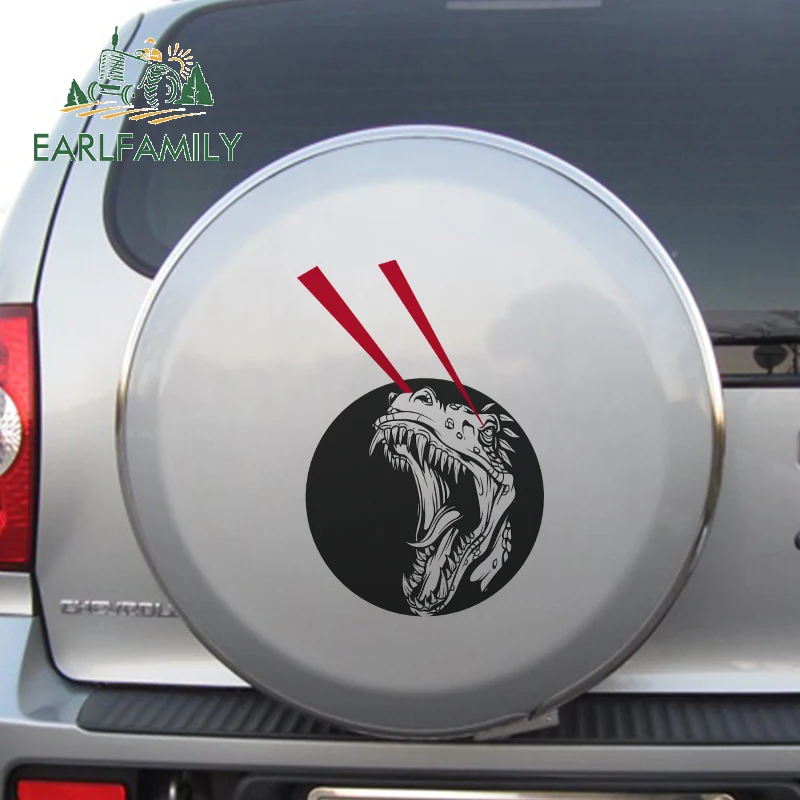 EARLFAMILY 43cm x 28.8cm Dinosaur with Open Mouth Car Stickers JDM Laser Beam Decals Car Body Sticker for Window Trunk Car Wrap
