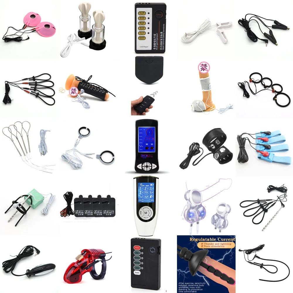 Taser Electro Stimulation Massage Masturbation Pulse Anal Butt Plug Estim Penis Ring Nipple Sucker Clamps Massage Gloves/Pad